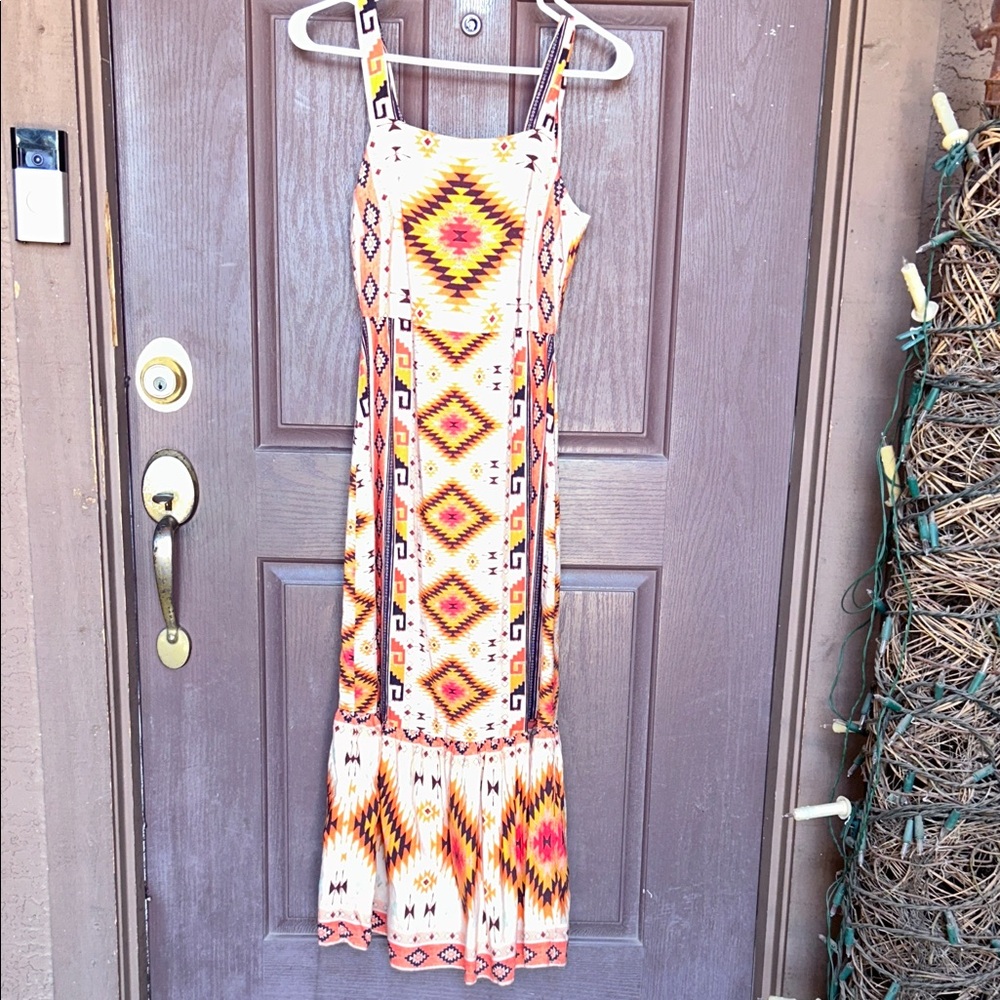 Never Fully Dressed Vibrant Orange Yellow Maxi Dress